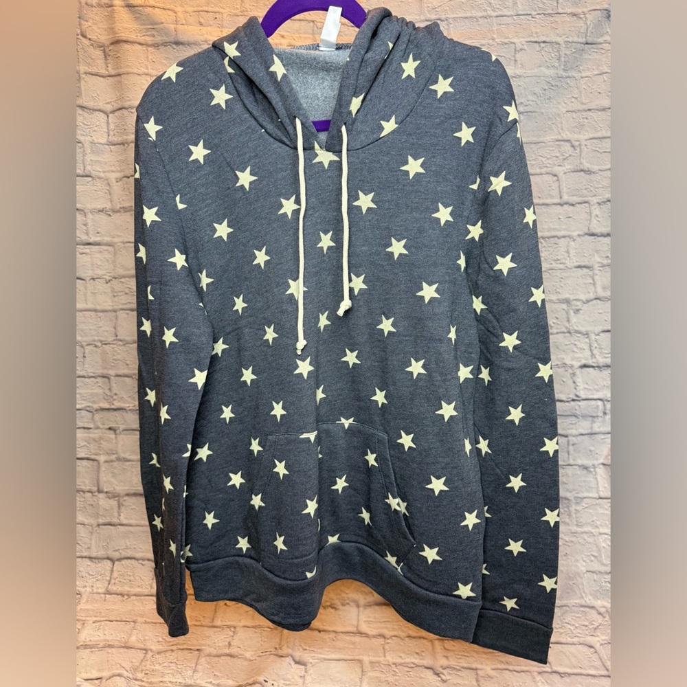 Alternative Star Print Pullover Hoodie – Blue/Grey | Size XXL